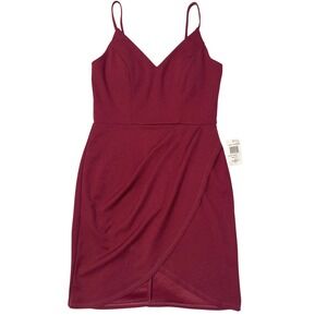 Midnight Doll Merlot Wine V-Neck Bodycon Tulip Dress Size Juniors 11/12  NEW